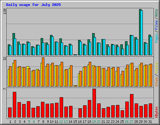 Daily usage for July 2025