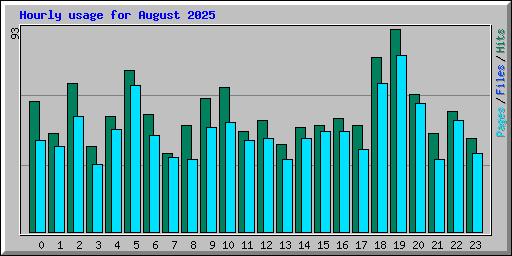Hourly usage for August 2025